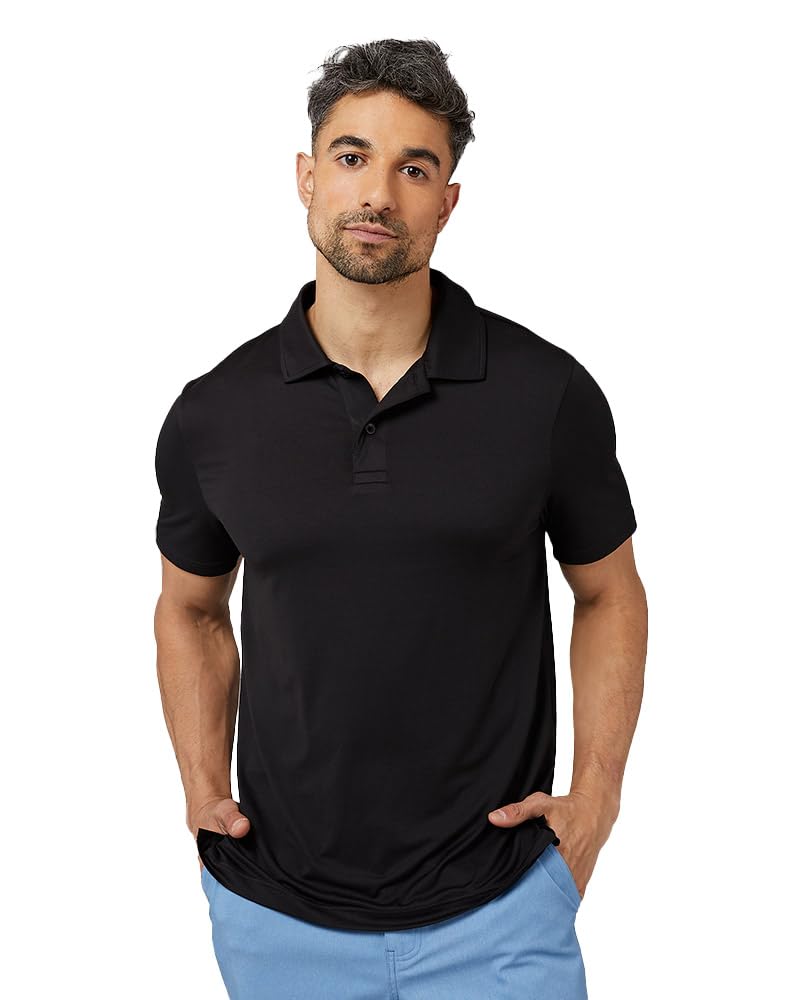 32 Degrees Men's Cool Classic Polo | Slim Fit | Moisture Wicking | 4-Way Stretch | Golf | Tennis, Black, Large - Image 1